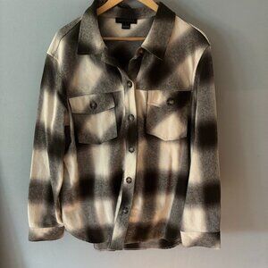 Sanctuary Size Large Shacket Shirt Jacket Black, Green, and Cream